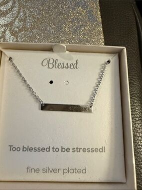 Macy's Silver 'Blessed' Bar Necklace